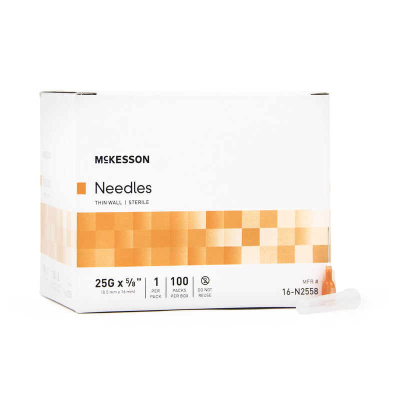 McKesson Hypodermic Needle W/O Safety 25 Gauge 5/8 Inch Len – 100/Box
