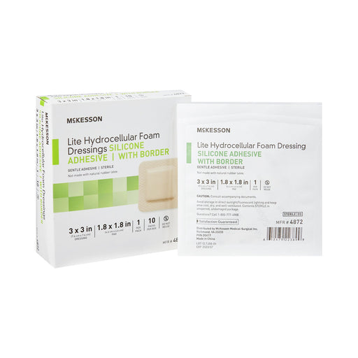 McKesson Thin Silicone Foam Dressing Lite 3 X 3 In – 10/Box