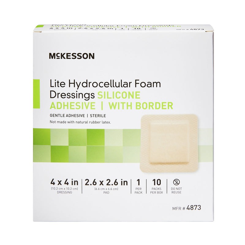 McKesson Thin Silicone Foam Dressing Lite 4 X 4 In – 10/Box