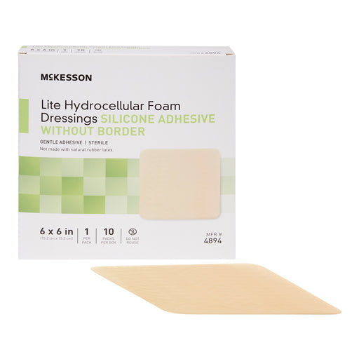 McKesson Thin Silicone Foam Dressing Lite 6 X 6 In – 10/Box