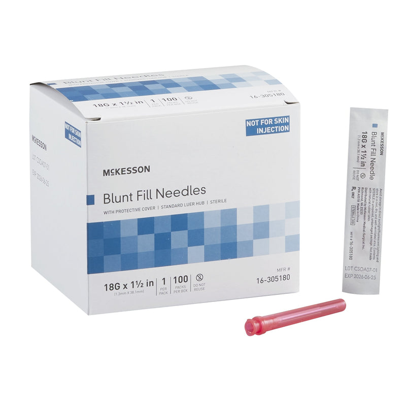 McKesson Fill Needle Blunt Bevel 18G X 1-1/2" – 100/Box