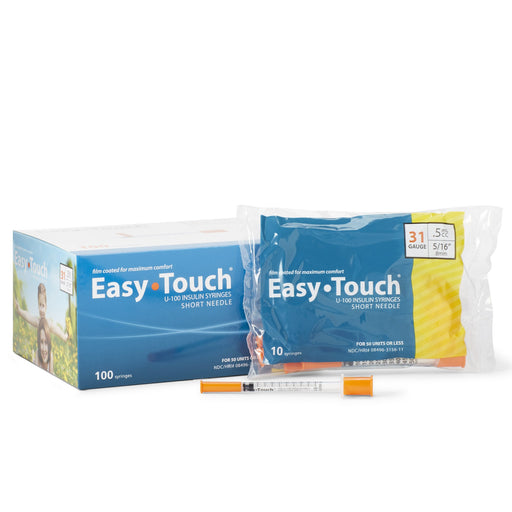 McKesson Standard Insulin Syringe with Needle EasyTouch 0. – 100/Box