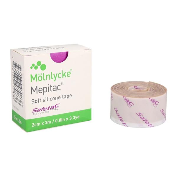 Molnlycke Soft Silicone Tape, ¾" X 118" (2cm X 3cm) - 1 roll per box