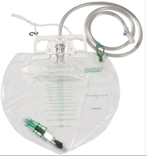 Bard URINARY METER BAG WITHOUT VALVE, STERILE 350ML METER, 2500ML BAG VINYL – 1 ea