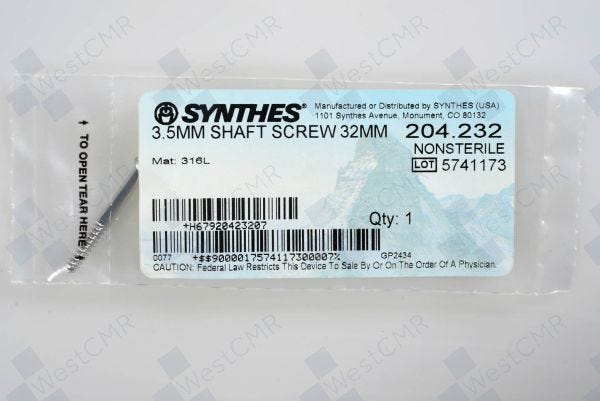 DePuy Synthes 3.5MM SHAFT SCREW, 32MM – 1 ea