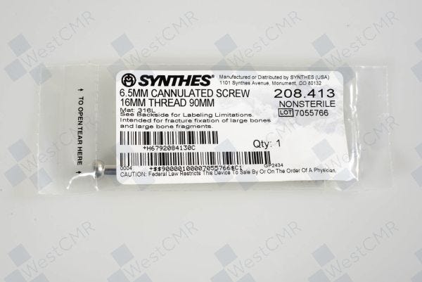 DePuy Synthes 6.5MM CANNULATED SCREW, 32MM THREAD, 65MM – 1 ea
