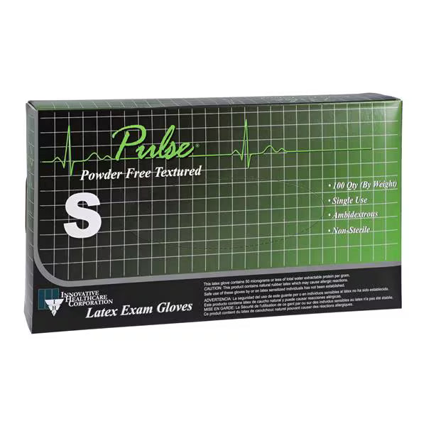 PULSE® Exam Latex Gloves Powder Free Textured Box x100 Ref. IHC 151100 - Innovative Healthcare