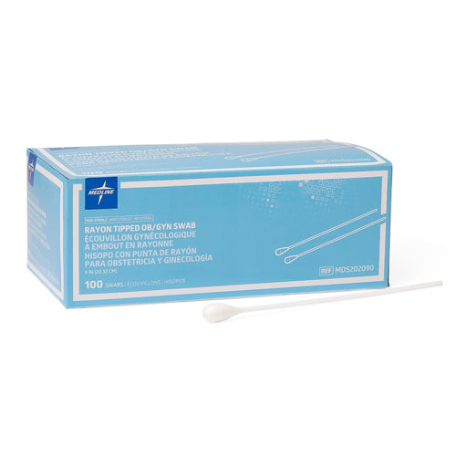 Medline OB / GYN Swab with Rayon Tip, Plastic Shaft, 8" – 100/Box