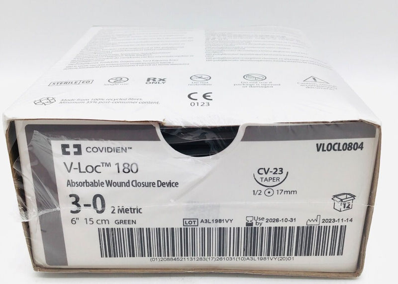 Covidien V-LOC 180 ABSORBABLE WOUND CLOSURE DEVICE 1/2 37MM GS-21 TAPER – 1 ea