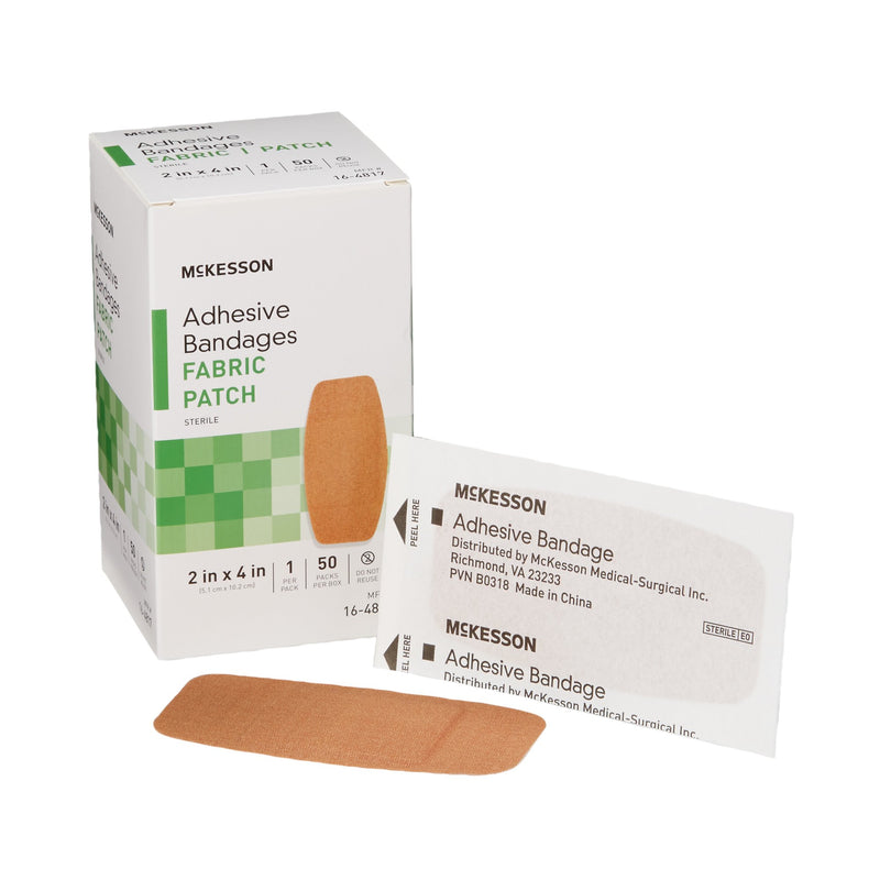 McKesson Adhesive Bandage 2 X 4 Inch Fabric Rectangle Tan – 50/Box