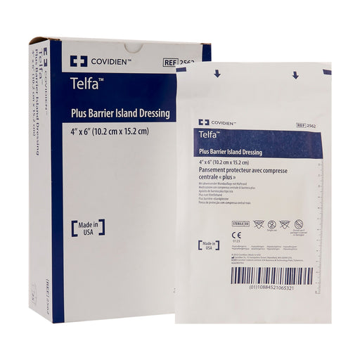Cardinal Health Telfa Plus Non-Woven Barrier Island Dressing, 4 x 6 – 25/Box