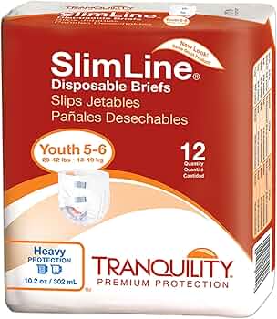 Priple Business Enterprises Tranquility Slimline Dispoosable Brief, Large Adult, 45" to 58" – 8/Box