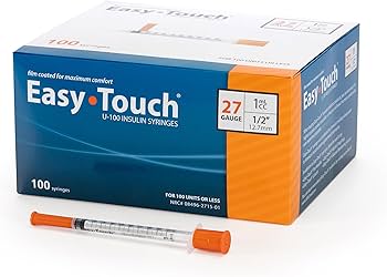 MHC Medical Insulin Syringe, 27G, 1cc, 1/2" (12.7mm) Easy Touch – 100/Box