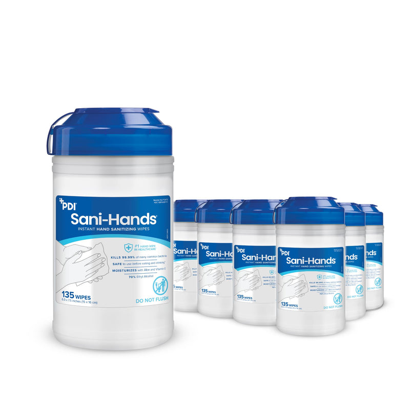 Instant Hand Sanitizing Wipe, Medium, 6" x 7½" - 12 canister per box