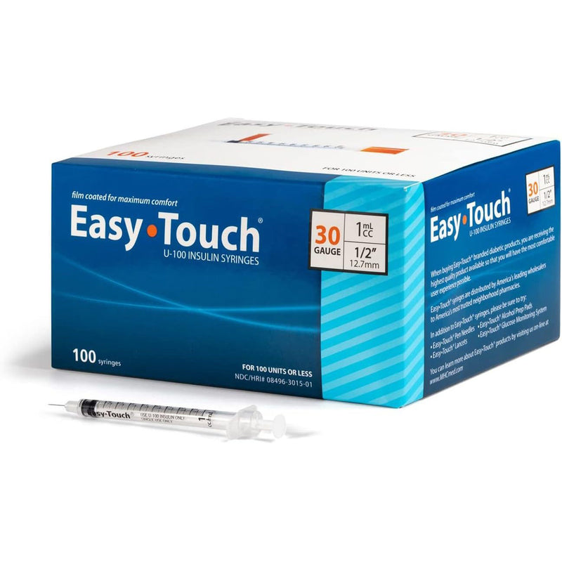 MHC Medical Insulin Syringe, 30G, .3cc, 1/2" (12.7mm) Easy Touch – 100/Box