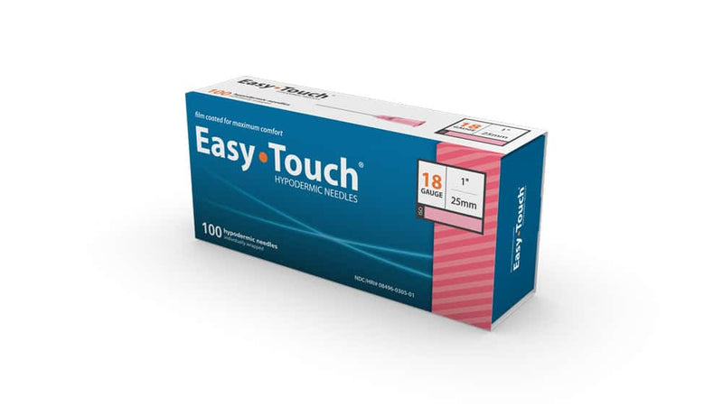 Hypodermic Needle 18G x 1" (25mm) Easy Touch - 100 units per box