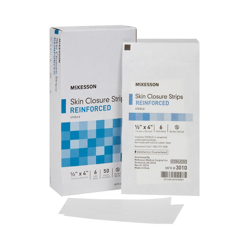 McKesson Skin Closure Strip 1/2 X 4 Inch Nonwoven – 50/Box