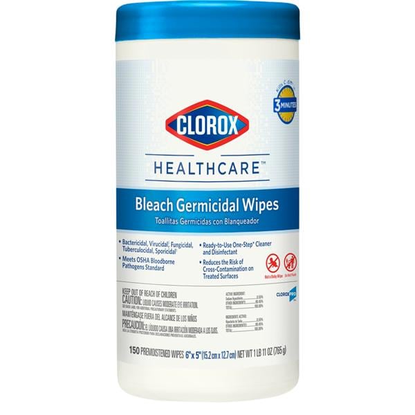 Clorox Healthcare® Bleach Germicidal Wipes, 6 x 5