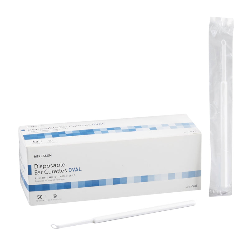 McKesson Ear Curette Single-ended Handle with Grooves 4 mm – 50/Box