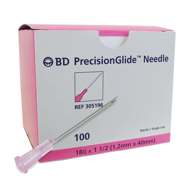 MHC Medical Hypodermic Needle 18G x 1" (25mm) Easy Touch – 100/Box