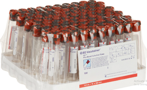 BD Blood Collection Tube 8.5mL 16x100mm, Tger Tops Becton Dickinson – 100/Box