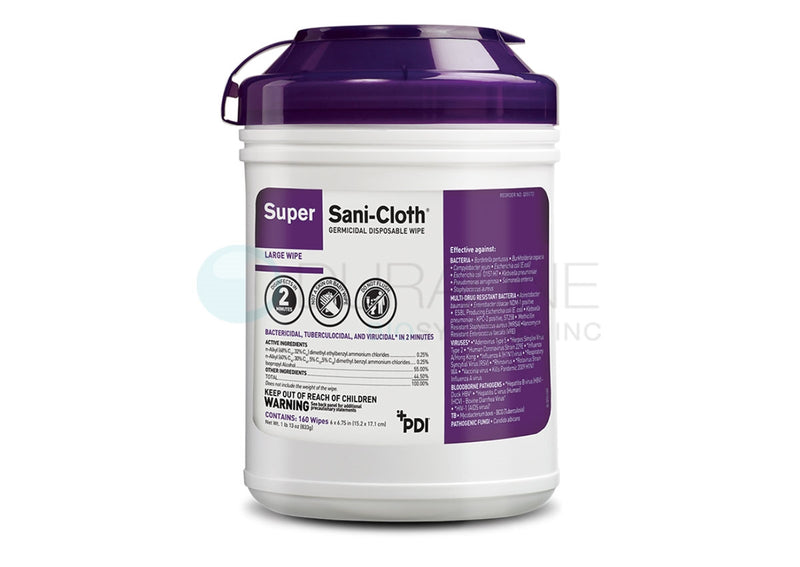 PDI Germicidal Disposable Wipe, Large Canister, 6" x 6¾" - 12 canister per box