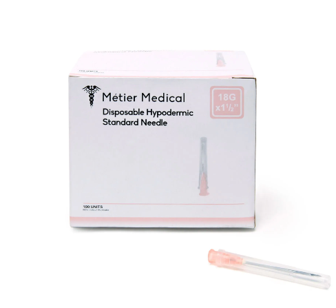 Hypodermic Standard Needle 18 G x1 1/2'' - 100 units per box