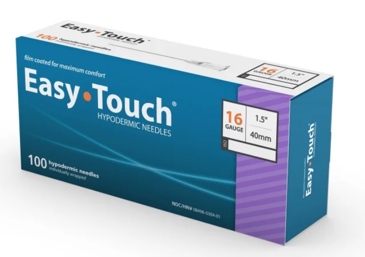 Hypodermic Needle 16G x 1.5" (40mm) Easy Touch - 100 units per box