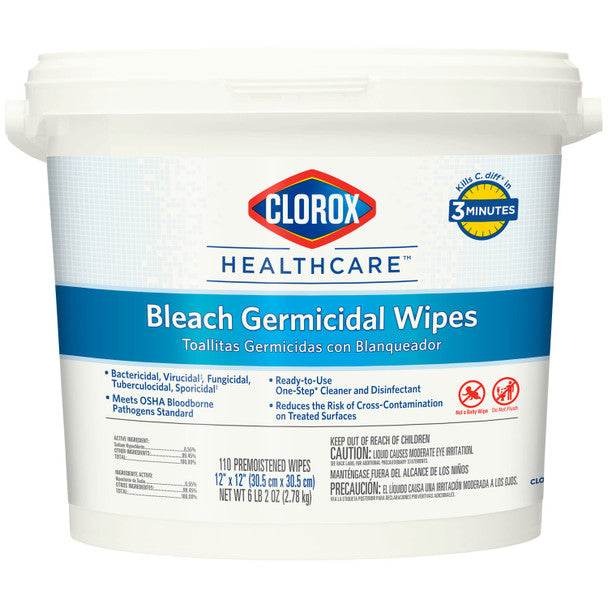 Clorox Wipes, Bleach Germicidal, 12 x 12 – 2/Box
