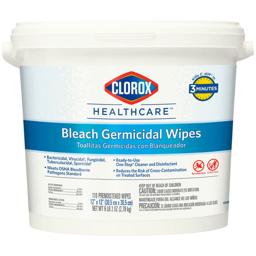 Clorox Wipes, Bleach Germicidal, 12 x 12 – 2/Box