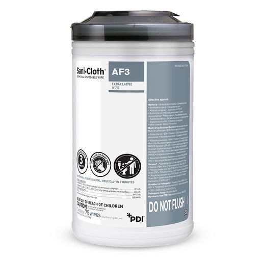 PDI AF3 Germicidal Disposable Wipe, X-Large, 7½" x 15" - 6 canister per box