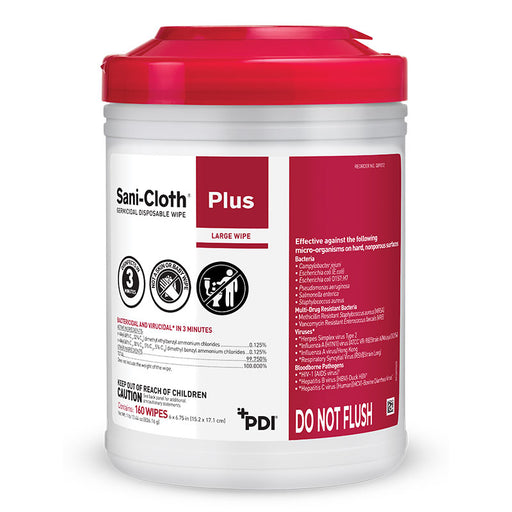 PDI Plus Germicidal Disposable Cloth, Large 6" x 6¾" - 12 canister per box