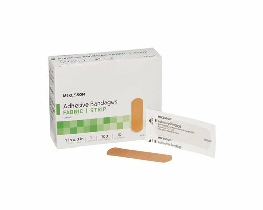 McKesson Adhesive Strip 1 X 3 Inch Fabric Rectangle Tan Ste – 100/Box