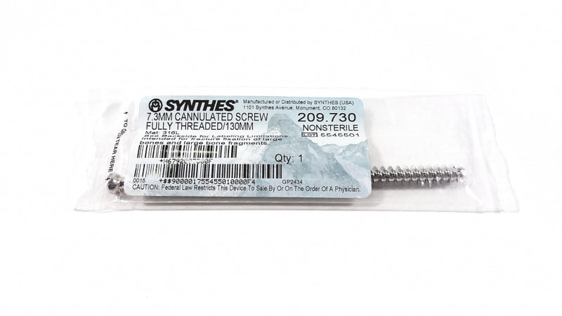 DePuy Synthes 7.3MM CANNULATED SCREW, 16MM THREAD, 130MM – 1 ea