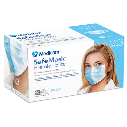 Medicom Procedure Earloop Face Mask ASTM Level 3 – 10/Box