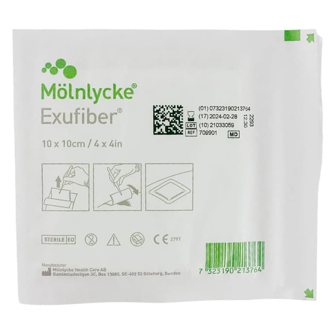 Molnlycke Gelling Fiber Dressing Exufiber Polyvinyl Alcohol – 10/Box