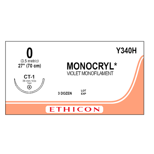 0 MONOCRYL VIOLET 8X18" CT-1 CR - 1 each